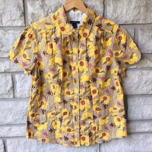 "Poppy Field" Floral Button Down Blouse